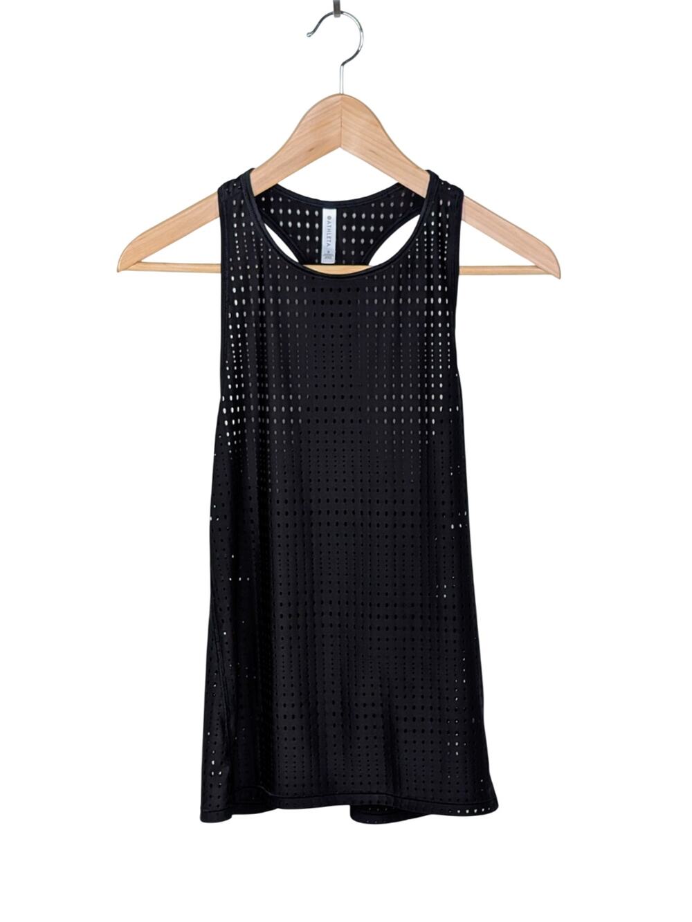 Athleta A Game Perforated Performance Tank S Black Mesh Racerback Gym Workout